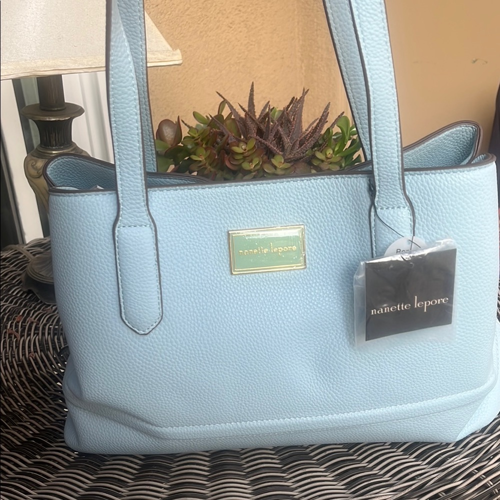 Nanette Lepore Blue Tote with Metallic Accent NWT